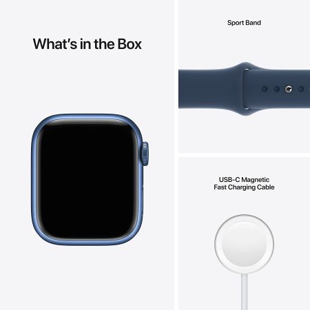 APPLE Watch Series7 (GPS, 45mm) - Blue Aluminium Case with Abyss Blue Sport Band  (Blue Strap, Regular) - Image 6