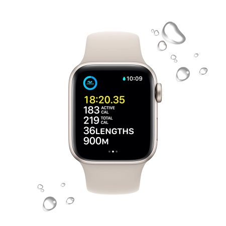Apple Watch SE (2nd Gen) GPS 40mm Starlight Aluminium Case with Starlight Sport Band - Regular - Image 4