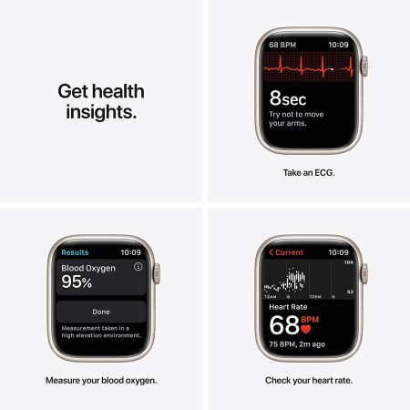 Apple Watch Series 7 Cellular - 45 mm Starlight Aluminum Case with Platinium Black Nike Sport Band - Image 4