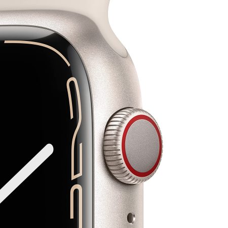 Apple Watch Series 7 Cellular - 45 mm Starlight Aluminum Case with Platinium Black Nike Sport Band - Image 2