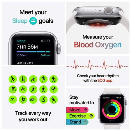 Apple Watch Nike SE GPS, 44mm Silver Aluminium Case with Pure Platinum/Black Nike Sport Band - Regular - Image 6