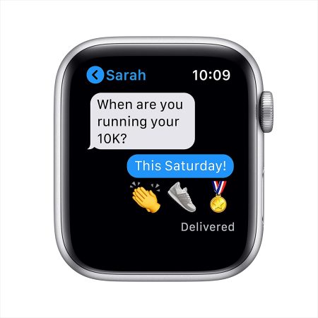Apple Watch Nike SE GPS, 44mm Silver Aluminium Case with Pure Platinum/Black Nike Sport Band - Regular - Image 5