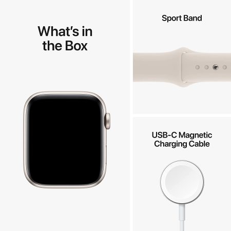 Apple Watch SE (2nd Gen) GPS 44mm Starlight Aluminium Case with Starlight Sport Band - Regular - Image 6