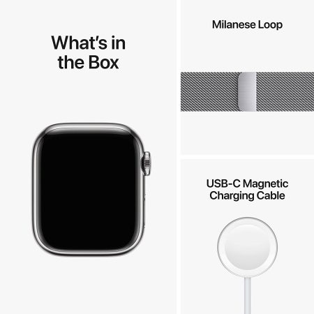 Apple Watch Series 8 [GPS + Cellular 41 mm] Smart Watch w/ Silver Stainless Steel Case with Silver Milanese Loop. Fitness Tracker, Blood Oxygen & ECG Apps, Always- On Retina Display, Water Resistant - Image 6