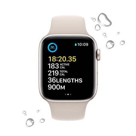 Apple Watch SE (2nd Gen) GPS 44mm Starlight Aluminium Case with Starlight Sport Band - Regular - Image 4