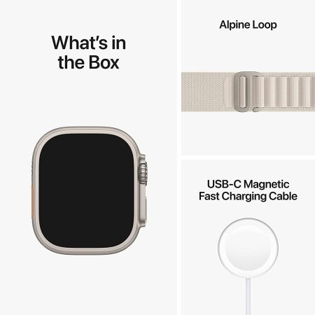 Apple Watch Ultra GPS + Cellular, 49mm Titanium Case with Starlight Alpine Loop - Large, Precision - Image 7