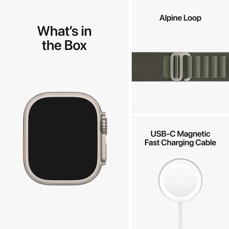 Apple Watch Ultra GPS + Cellular, 49mm Titanium Case with Starlight Alpine Loop - Medium, Precision - Image 7